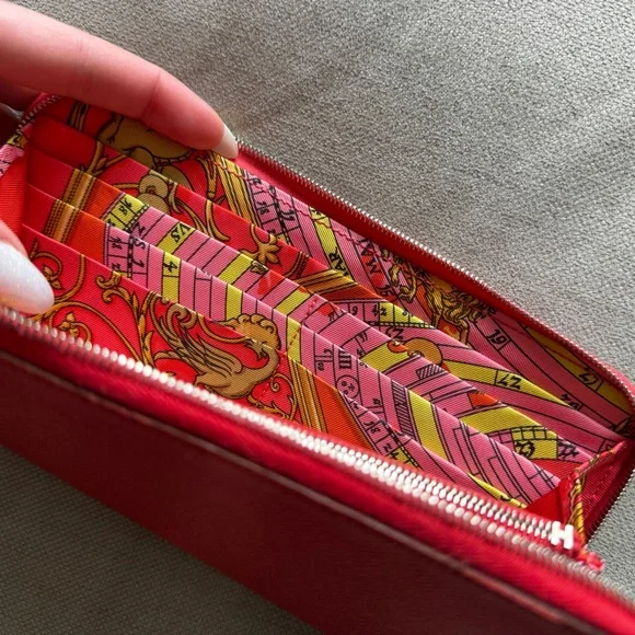 ☀️Hermès☀️Silk'In Classic Epsom Long Wallet Rose Jaipur Astrologie Nouvelle